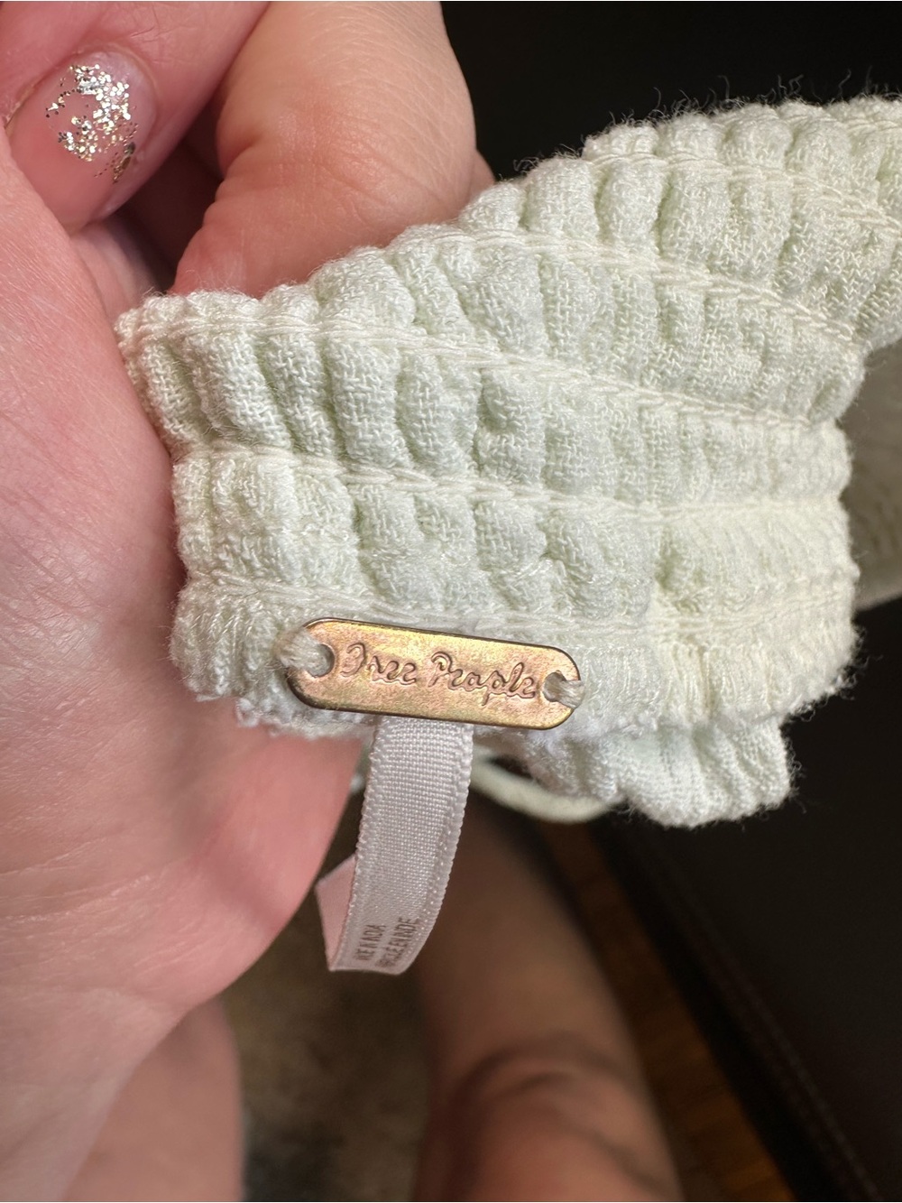 Free People Mint Textured Knit island skirt with Metal Logo